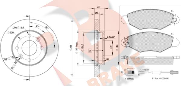 R Brake 3R12176572 - Əyləc dəsti, diskli əyləclər furqanavto.az