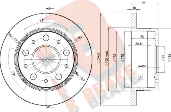 R Brake 78RBD14696 - Əyləc Diski furqanavto.az