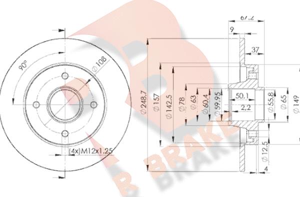 R Brake 78RBD14744 - Əyləc Diski furqanavto.az