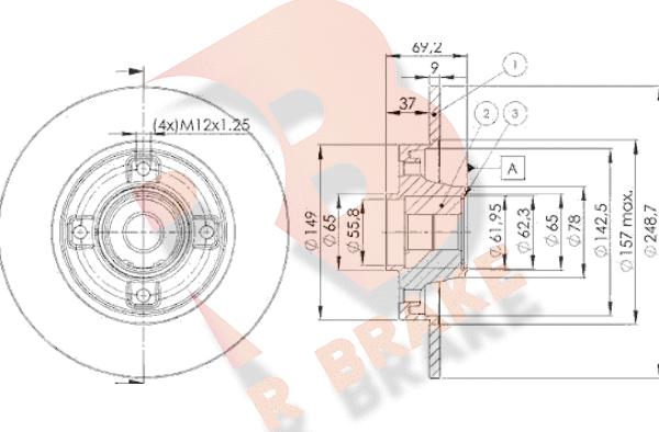 R Brake 78RBD14745 - Əyləc Diski furqanavto.az