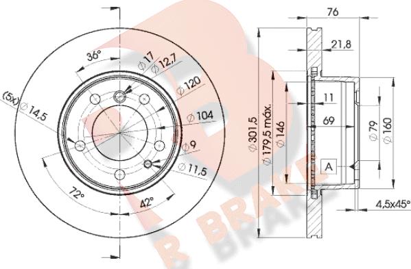 R Brake 78RBD18040 - Əyləc Diski furqanavto.az