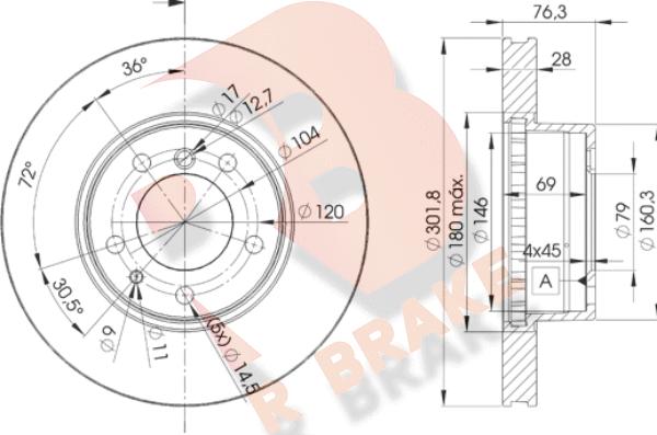 R Brake 78RBD12215 - Əyləc Diski furqanavto.az