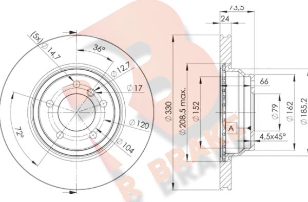 R Brake 78RBD24645 - Əyləc Diski furqanavto.az