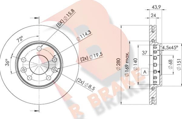 R Brake 78RBD24022 - Əyləc Diski furqanavto.az