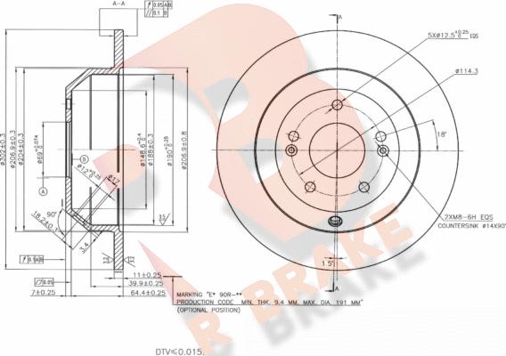 R Brake 78RBD25185 - Əyləc Diski furqanavto.az