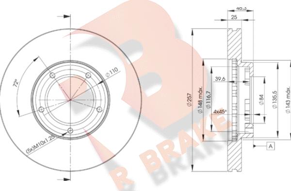 R Brake 78RBD25180 - Əyləc Diski furqanavto.az