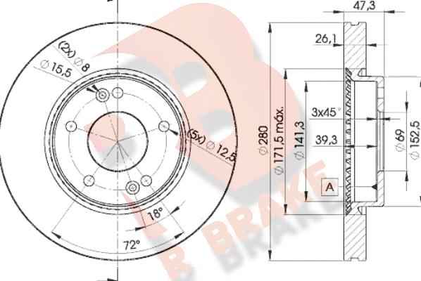 R Brake 78RBD25171 - Əyləc Diski furqanavto.az