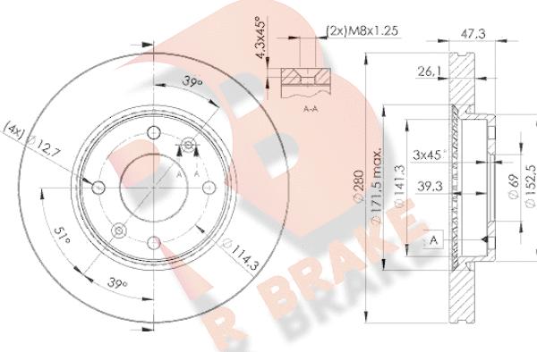 R Brake 78RBD25172 - Əyləc Diski furqanavto.az