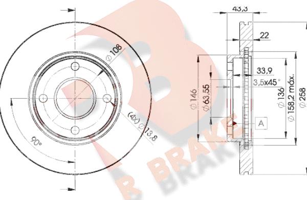 R Brake 78RBD25344 - Əyləc Diski furqanavto.az