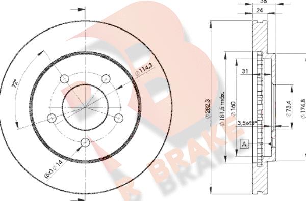 R Brake 78RBD25347 - Əyləc Diski furqanavto.az