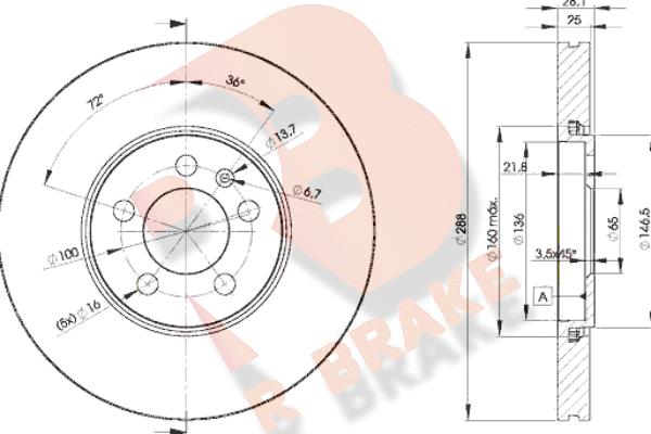 R Brake 78RBD25302 - Əyləc Diski furqanavto.az