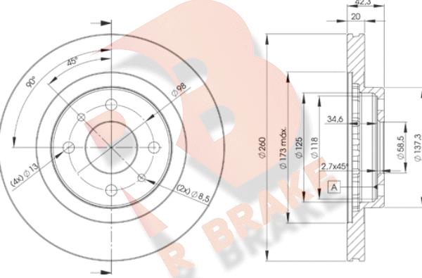 R Brake 78RBD21073 - Əyləc Diski furqanavto.az