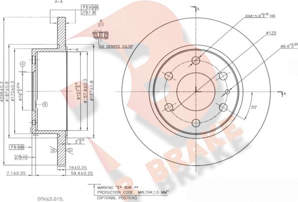 R Brake 78RBD28759 - Əyləc Diski furqanavto.az