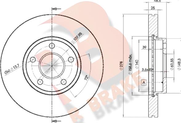 R Brake 78RBD23963 - Əyləc Diski furqanavto.az