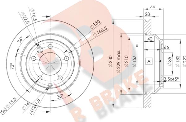 R Brake 78RBD23328 - Əyləc Diski furqanavto.az