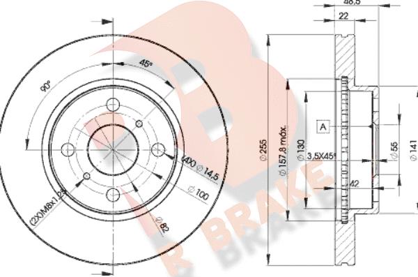 R Brake 78RBD22550 - Əyləc Diski furqanavto.az