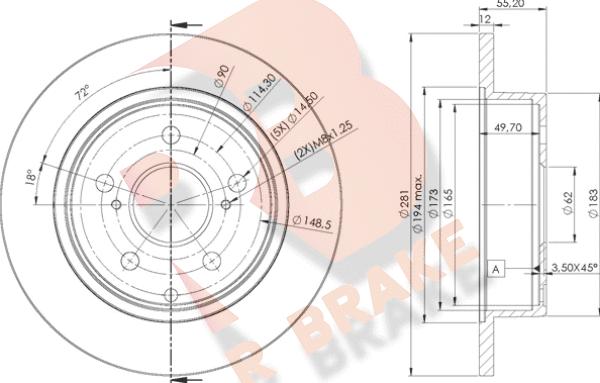 R Brake 78RBD22882 - Əyləc Diski furqanavto.az