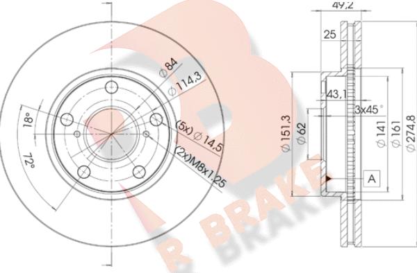 R Brake 78RBD22878 - Əyləc Diski furqanavto.az