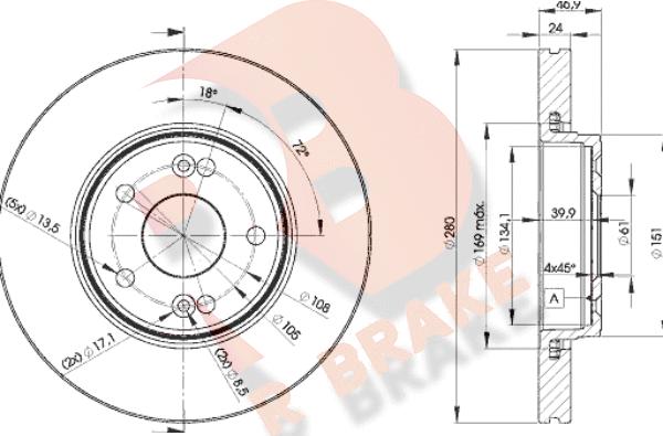 R Brake 78RBD22234 - Əyləc Diski furqanavto.az