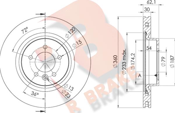 R Brake 78RBD27364 - Əyləc Diski furqanavto.az