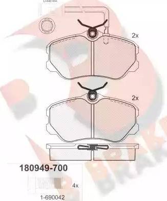 R Brake RB0949-700 - Əyləc altlığı dəsti, əyləc diski furqanavto.az