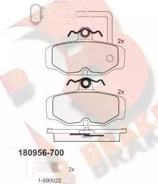 R Brake RB0956-700 - Əyləc altlığı dəsti, əyləc diski furqanavto.az