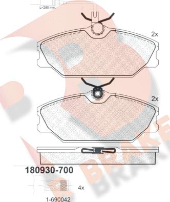 R Brake RB0930-700 - Əyləc altlığı dəsti, əyləc diski furqanavto.az