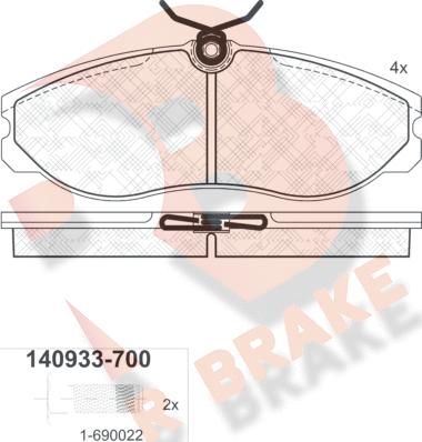 R Brake RB0933-700 - Əyləc altlığı dəsti, əyləc diski furqanavto.az