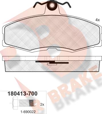 R Brake RB0413-700 - Əyləc altlığı dəsti, əyləc diski furqanavto.az