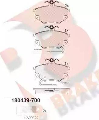 R Brake RB0439-700 - Əyləc altlığı dəsti, əyləc diski furqanavto.az