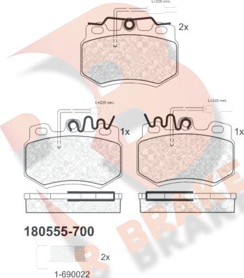 R Brake RB0555-700 - Əyləc altlığı dəsti, əyləc diski furqanavto.az