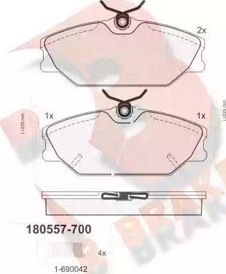 R Brake RB0557-700 - Əyləc altlığı dəsti, əyləc diski furqanavto.az