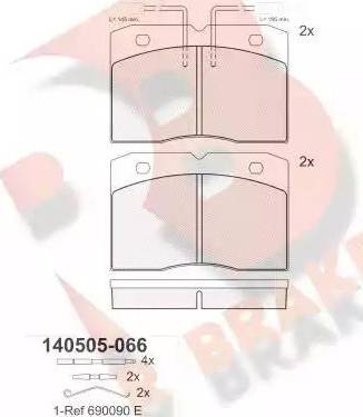 R Brake RB0505 - Əyləc altlığı dəsti, əyləc diski furqanavto.az