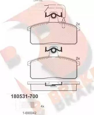 R Brake RB0531-700 - Əyləc altlığı dəsti, əyləc diski furqanavto.az