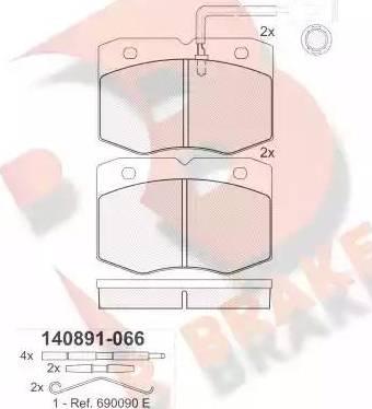 R Brake RB0891-066 - Əyləc altlığı dəsti, əyləc diski furqanavto.az