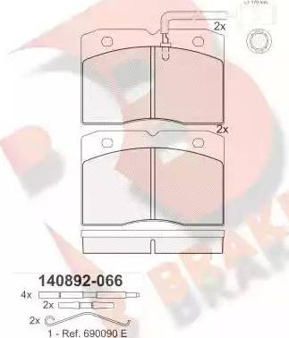 R Brake RB0892-066 - Əyləc altlığı dəsti, əyləc diski furqanavto.az