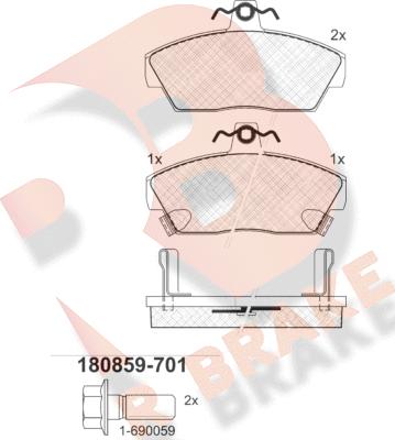 R Brake RB0859-701 - Əyləc altlığı dəsti, əyləc diski furqanavto.az