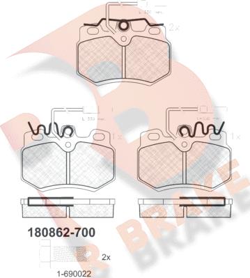 R Brake RB0862-700 - Əyləc altlığı dəsti, əyləc diski furqanavto.az