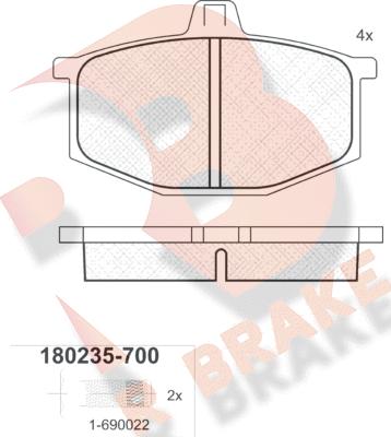 R Brake RB0235-700 - Əyləc altlığı dəsti, əyləc diski furqanavto.az