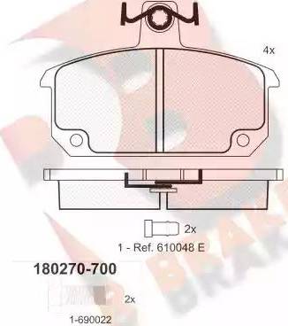 R Brake RB0270 - Əyləc altlığı dəsti, əyləc diski furqanavto.az