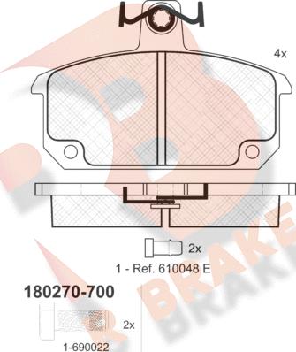 R Brake RB0270-700 - Əyləc altlığı dəsti, əyləc diski furqanavto.az