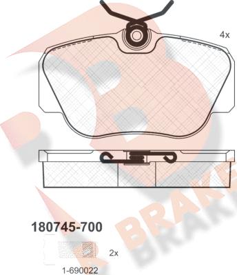 R Brake RB0745-700 - Əyləc altlığı dəsti, əyləc diski furqanavto.az