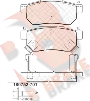 R Brake RB0752-701 - Əyləc altlığı dəsti, əyləc diski furqanavto.az