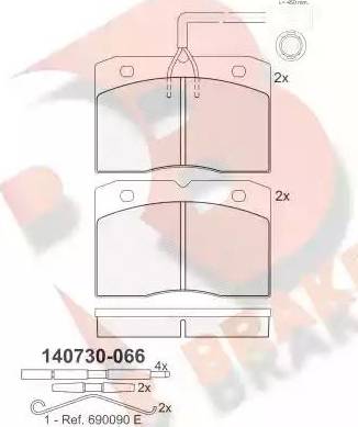 R Brake RB0730-066 - Əyləc altlığı dəsti, əyləc diski furqanavto.az