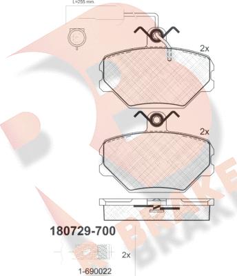 R Brake RB0729-700 - Əyləc altlığı dəsti, əyləc diski furqanavto.az