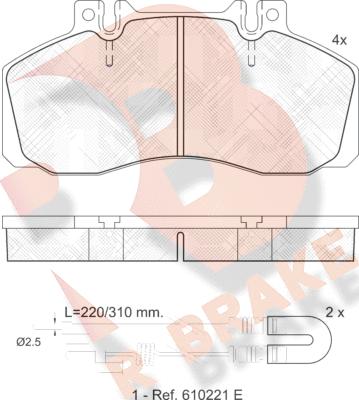 R Brake RB0722 - Əyləc altlığı dəsti, əyləc diski furqanavto.az