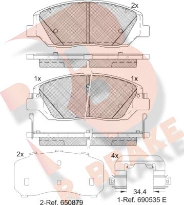 R Brake RB1997-233 - Əyləc altlığı dəsti, əyləc diski furqanavto.az