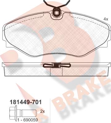 R Brake RB1449-701 - Əyləc altlığı dəsti, əyləc diski furqanavto.az