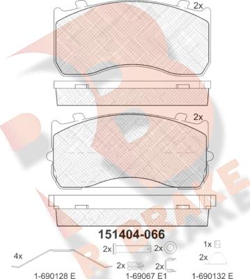 R Brake RB1404 - Əyləc altlığı dəsti, əyləc diski furqanavto.az