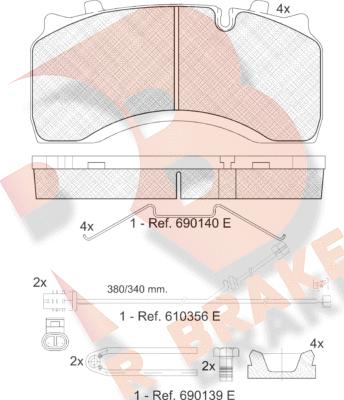 R Brake RB1430-124 - Əyləc altlığı dəsti, əyləc diski furqanavto.az